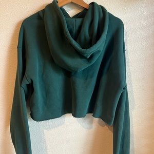 Urban Outfitters Green Hooded Crop Sweatshirt Long Sleeve